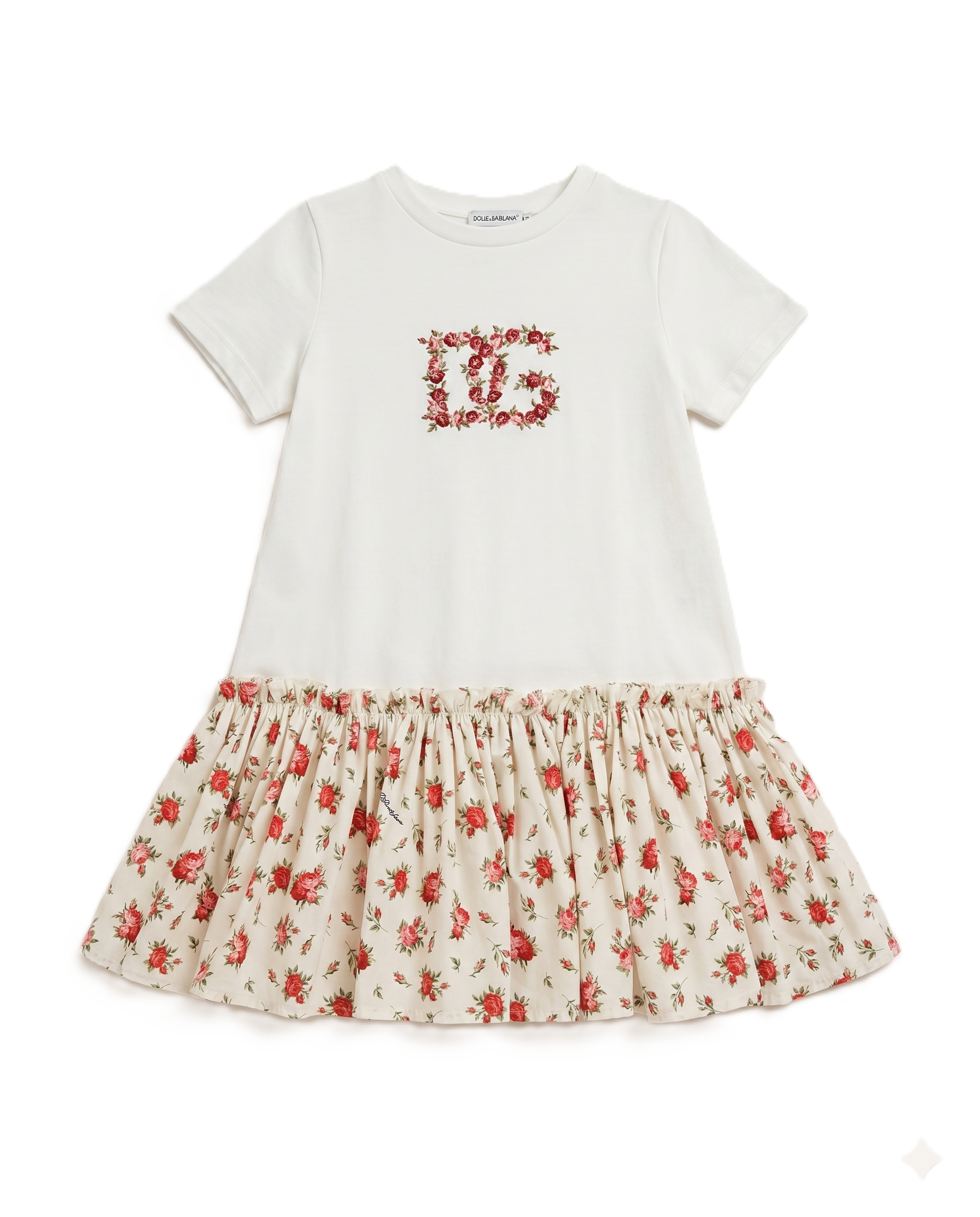 d&g white dress 2000S DOLCE & GABBANA Floral Cotton Jacquard With DG Crystal Logo Buckles whether shes playing with friends or joining a family dinner Chloe Wrap Dress - White