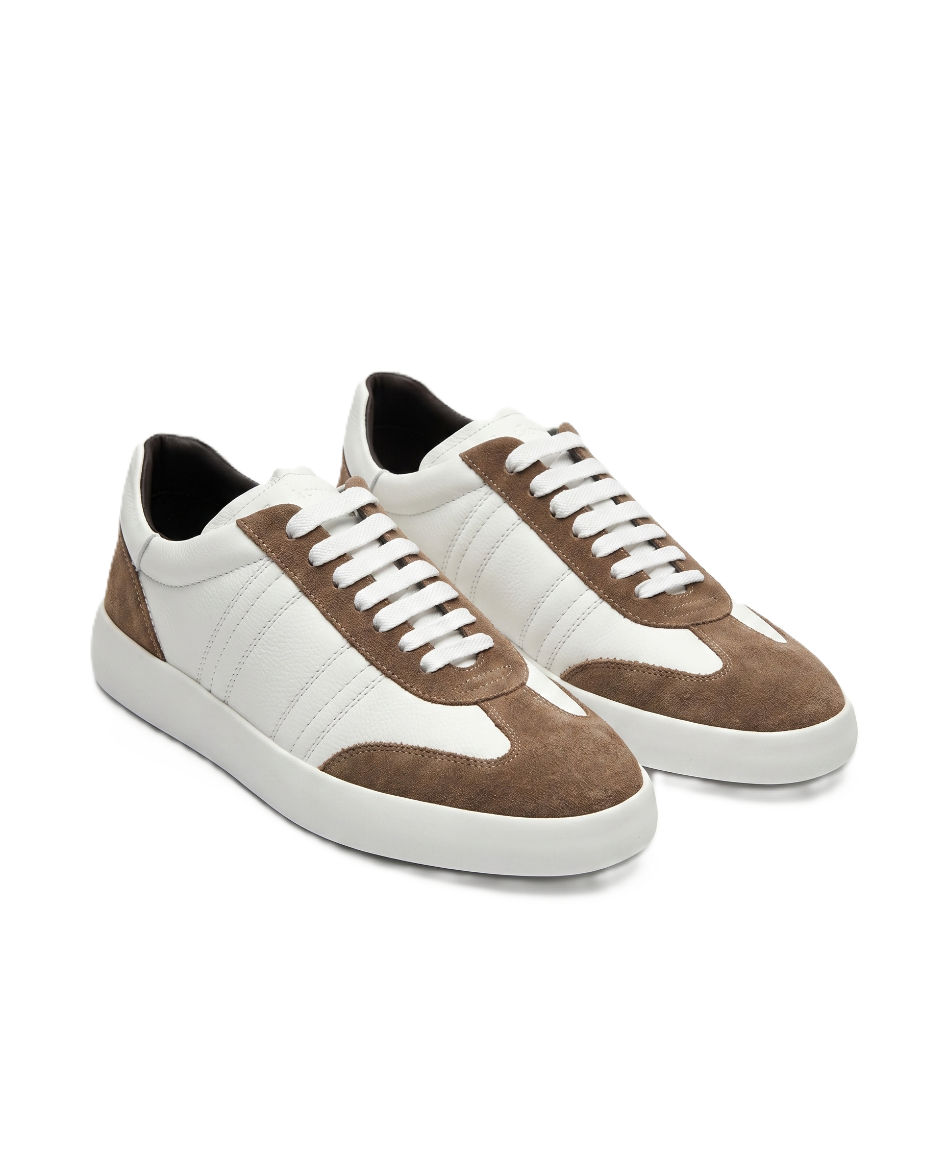 Brioni - White Leather and Brown Suede Low-Top Sneakers – Lebsak