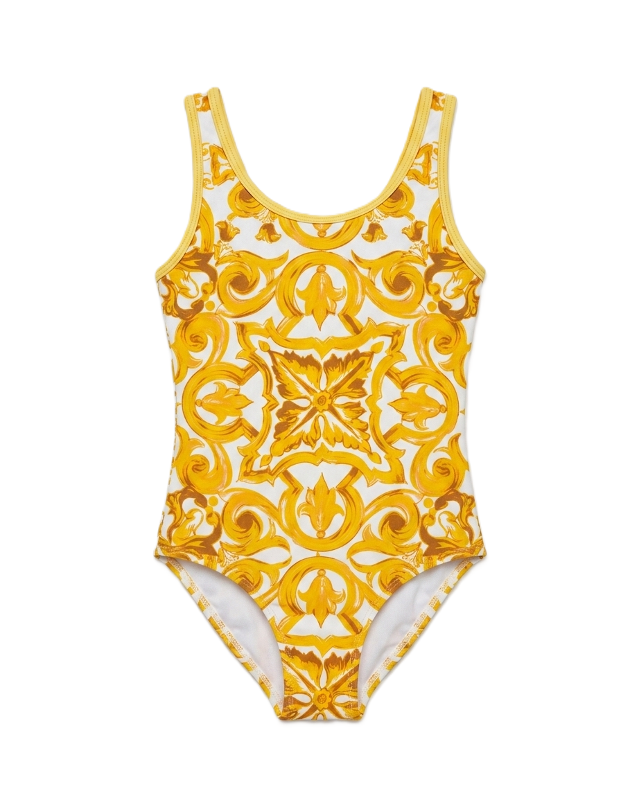キッズ　ワンピース　DOLCE & GABBANA Dolce & Gabbana Kids - Golden Yellow One-Piece Swimsuit – Lebsak