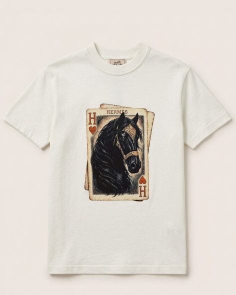 HERMES - 【HERMES】OLD archives 馬車刺繍五分袖Tシャツ Hermes - Off-White Horse Cotton T-Shirt – Lebsak