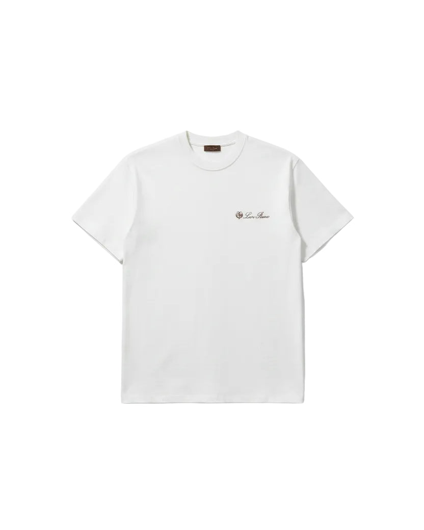 まーちゃんLoro Piana レイ・Tシャツ ホワイト Loro Piana - Embroidered Logo Heavyweight T-Shirt (Optic White