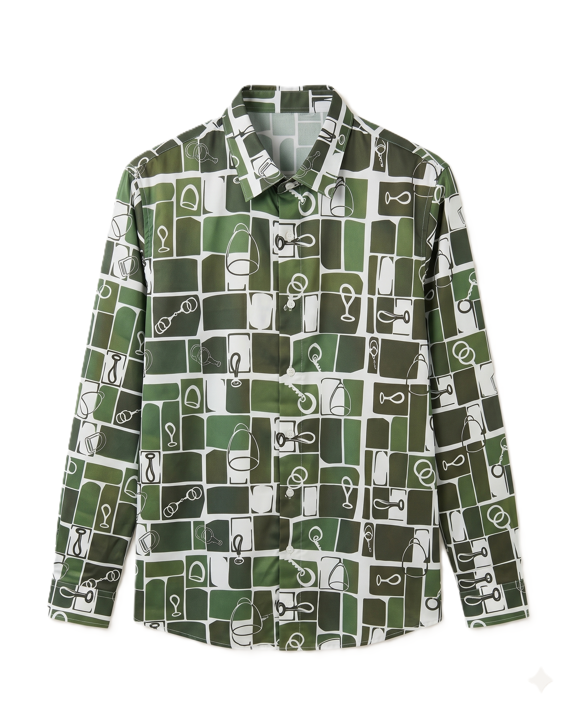 Hermes - Green Equestrian Motif Long-Sleeve Shirt – Lebsak