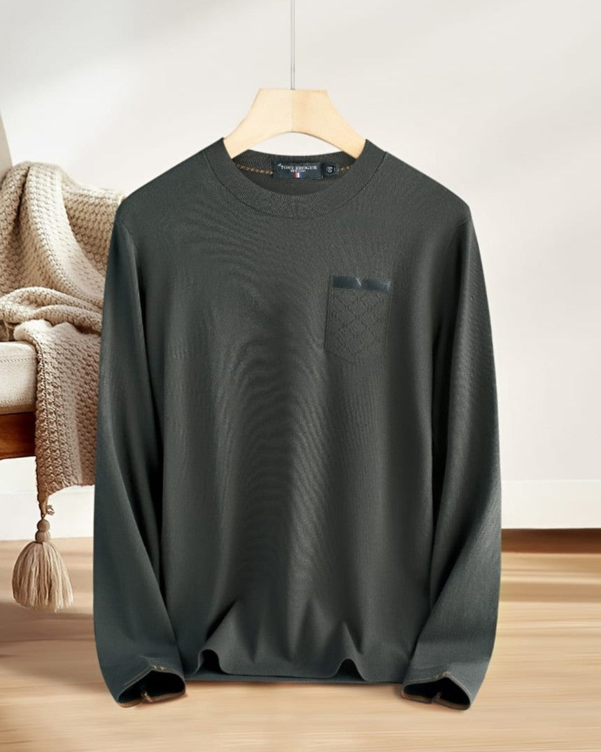 Tom Ford - Textured Pocket Long Sleeve Crew Neck