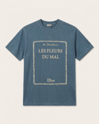 Dior - "Les Fleurs du Mal" Graphic T-Shirt in Slate Blue Vintage-Wash Cotton