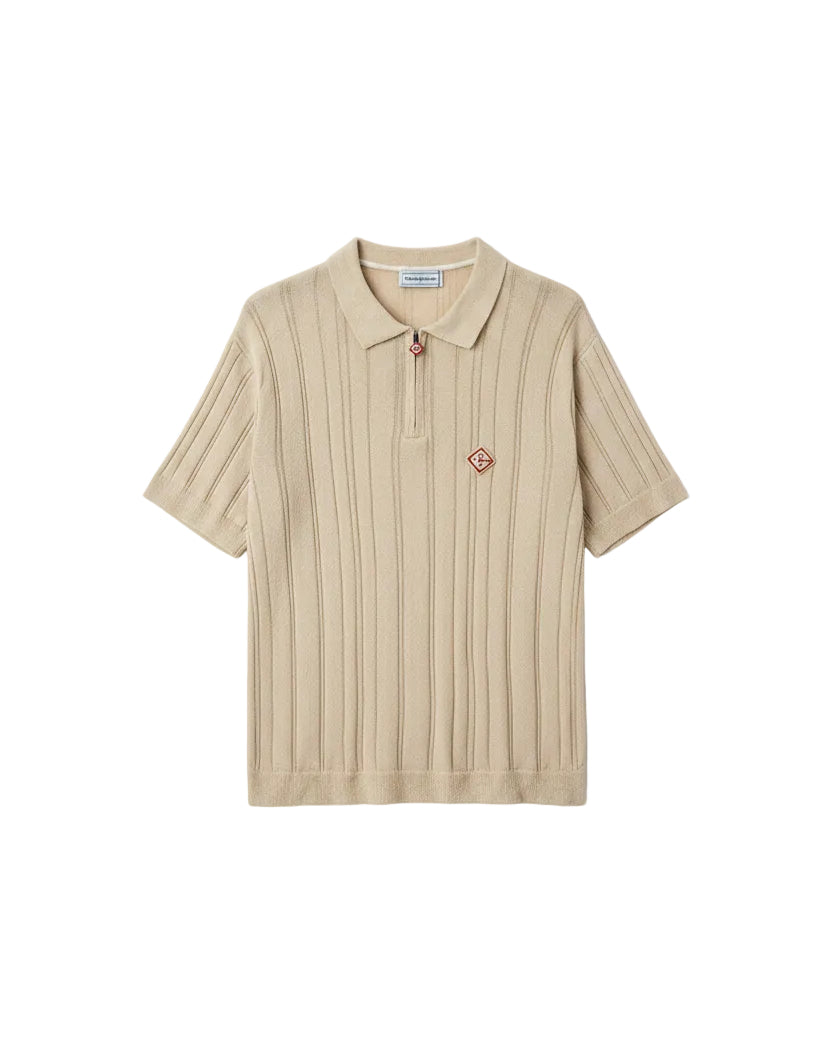 Casablanca - Terry Ribbed Zip-Neck Resort Polo (Alabaster Cream)