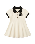 Chanel Kids - Cream & Black Polo A-Line Dress