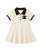 Chanel Kids - Cream & Black Polo A-Line Dress