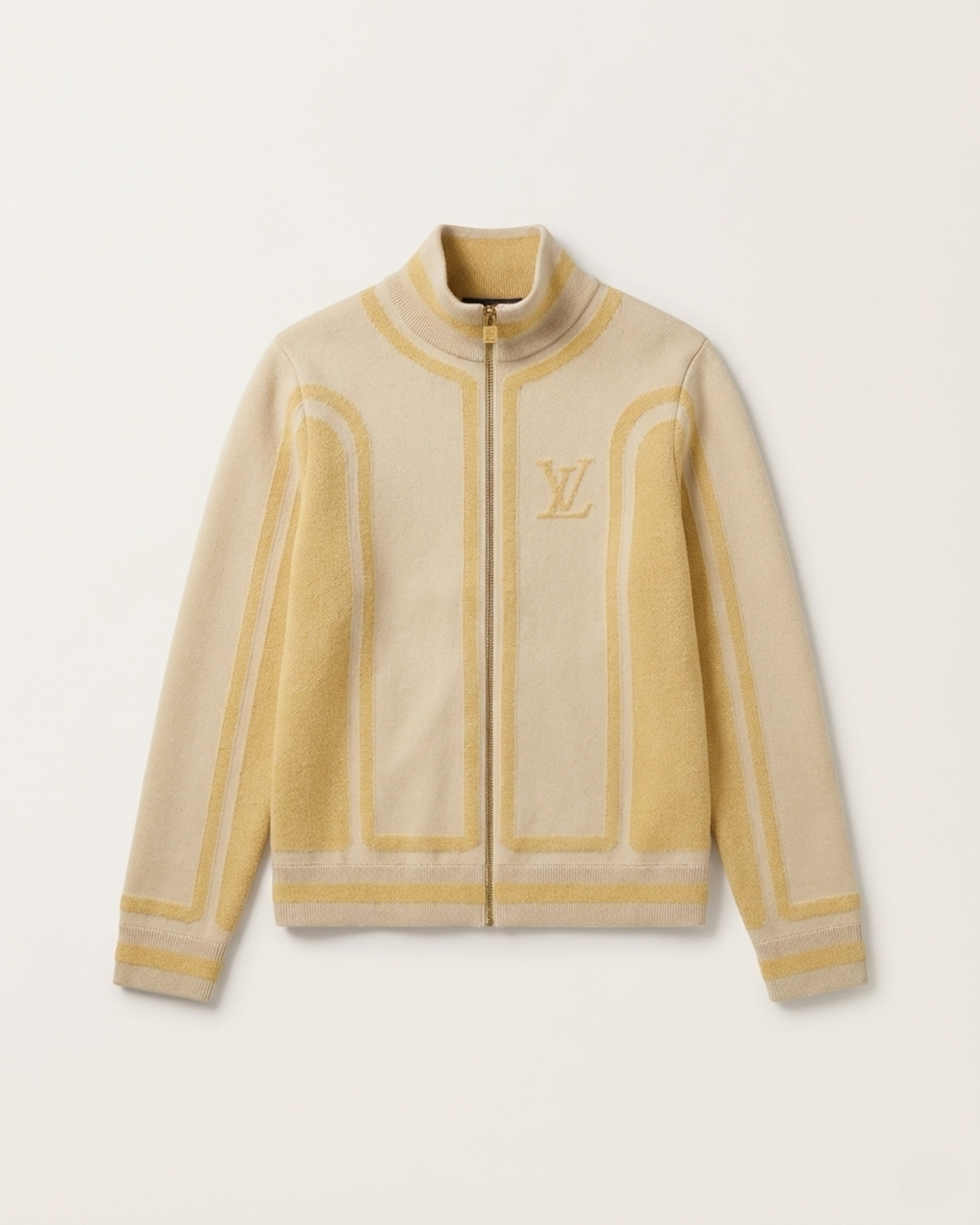 Louis Vuitton Geometric Panel Zip-Up Knit Cardigan
