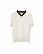 Loro Piana - Contrast V-Neck Knit T-Shirt (Onyx Black & Optic White)