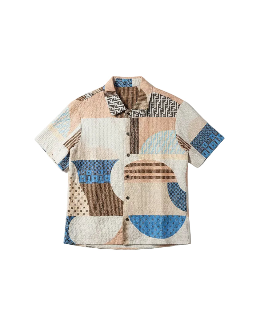 Fendi - Multi-Pattern Monogram Seersucker Resort Shirt