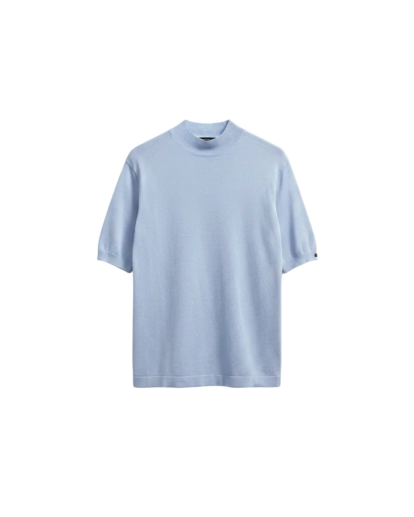 Prada - Mock-Neck Silk-Blend Fine-Knit T-Shirt (Sky Blue)