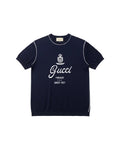 Gucci - Crest Emblem Fine-Knit Piping T-Shirt (Midnight Navy)