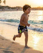 Kenzo Kids -Black 'From Japan to France' Graphic Swim Shorts