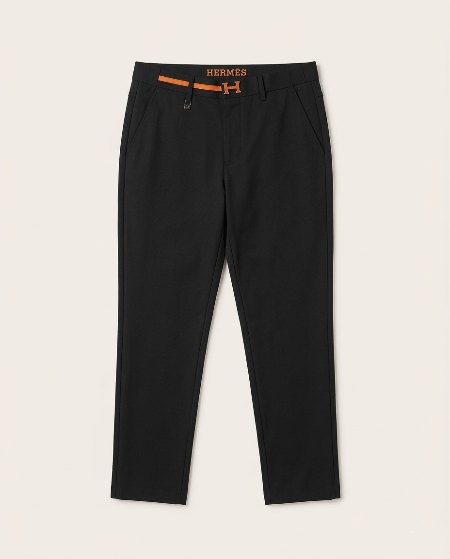 Hermès - Slim-Fit Technical Chino Trousers with Signature "H" Buckle & Orange Detail