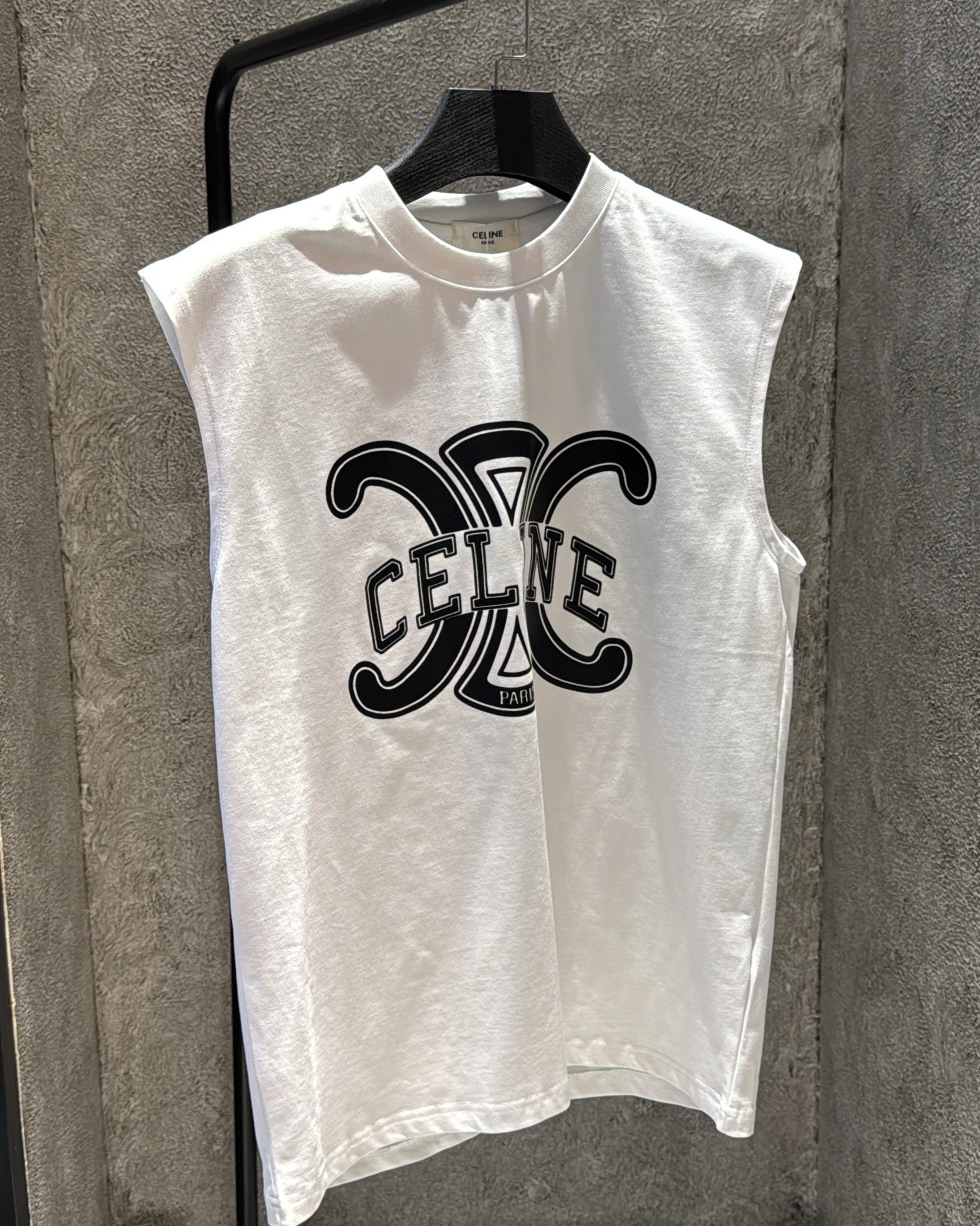 CELINE - Homme Triomphe Logo Sleeveless Cotton T-Shirt – White