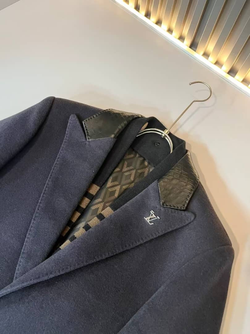 Louis Vuitton Men's Wool Navy Overcoat