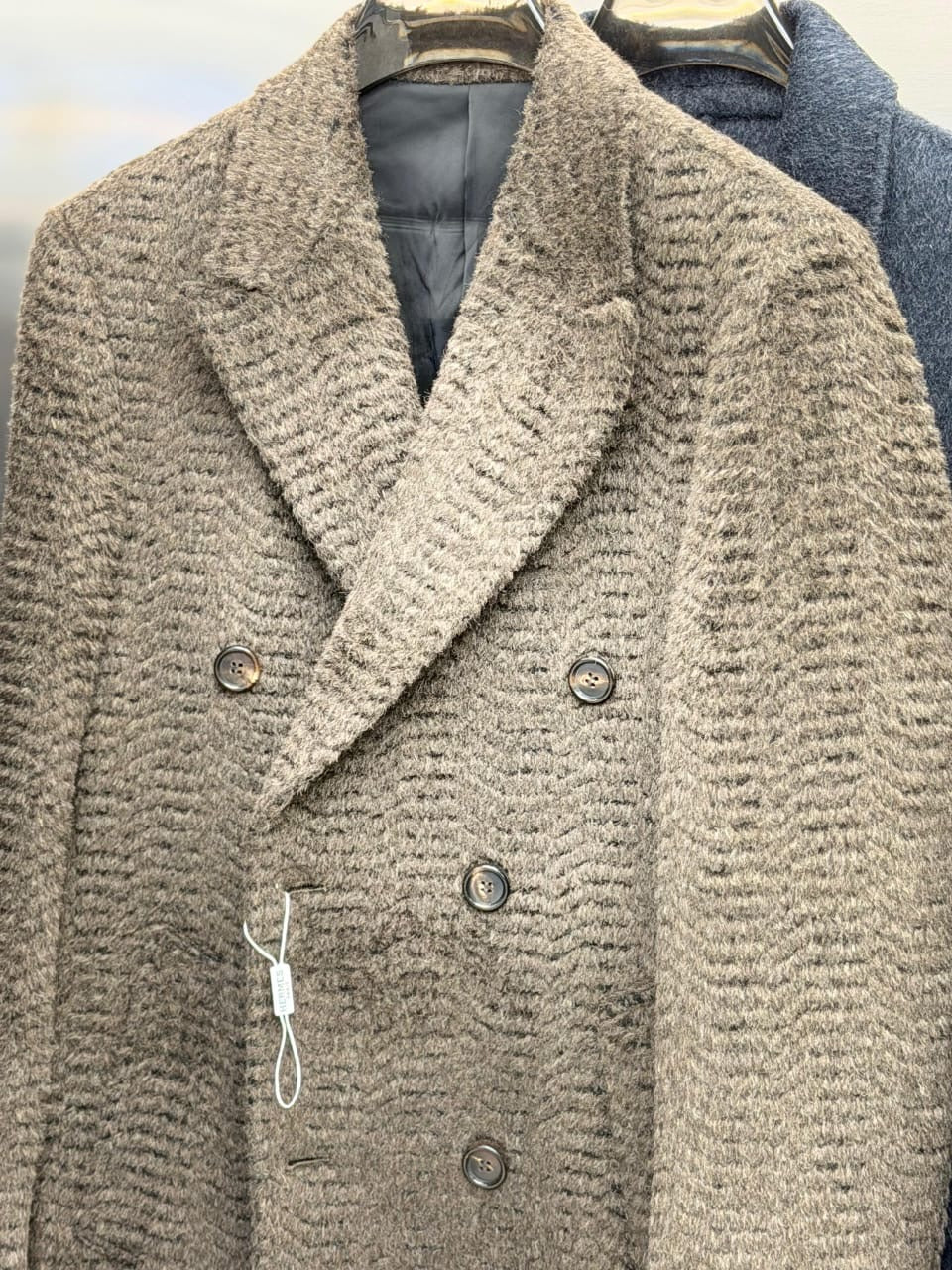 Hermes Men's Plush Textured Wool Double-Breasted Coat