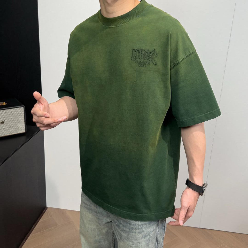 Dior - ERL Collaboration Sun Badge Heavyweight T-Shirt (Acid-Wash Olive)