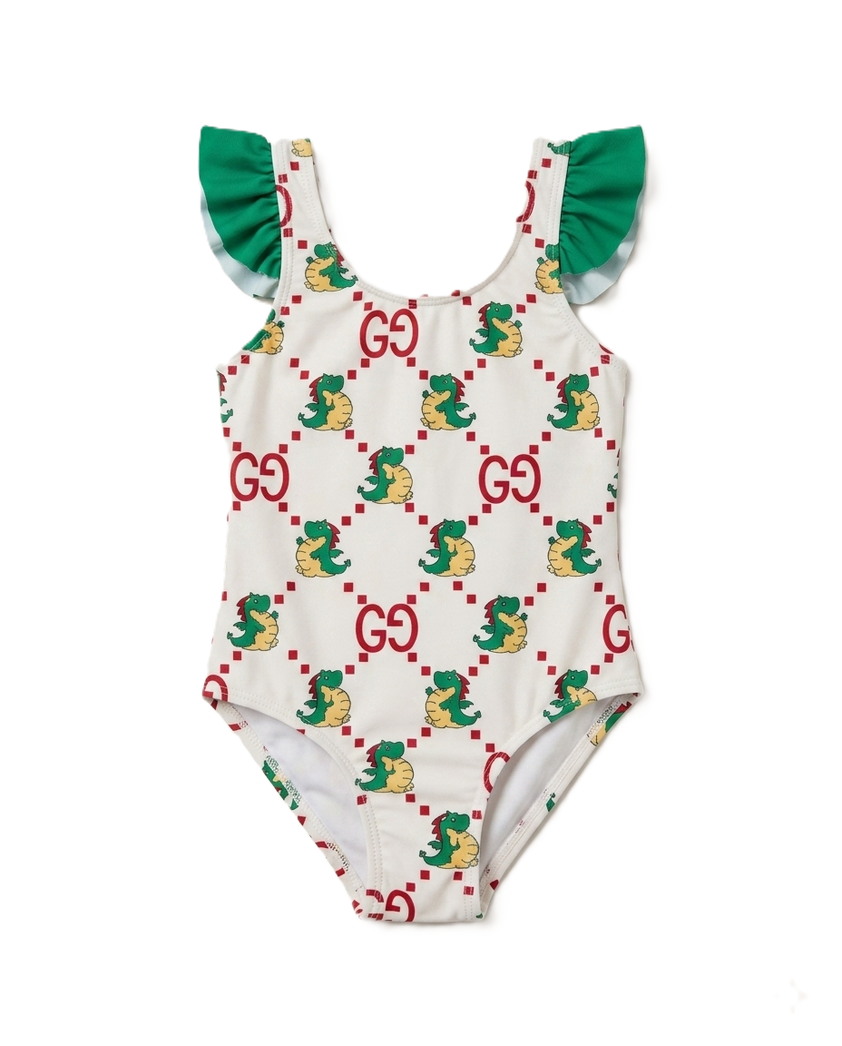 Gucci Kids - Dinosaur Print Ruffle Swimsuit