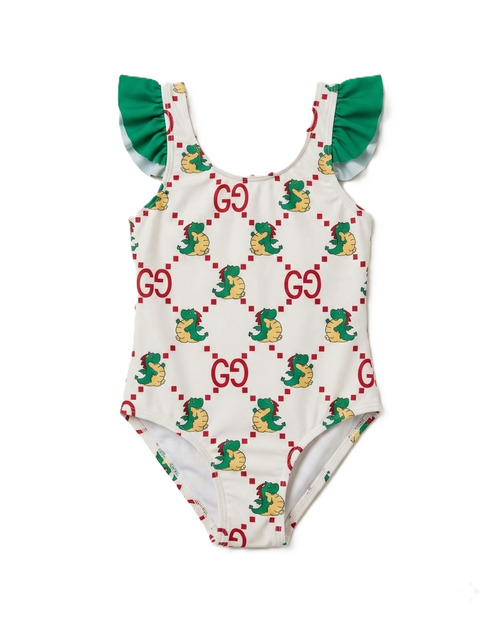 Gucci Kids - Dinosaur Print Ruffle Swimsuit – Lebsak