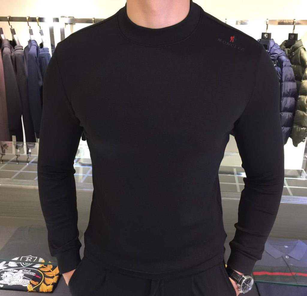Moncler - Embroidered Logo Mock-Neck Long Sleeve Tee