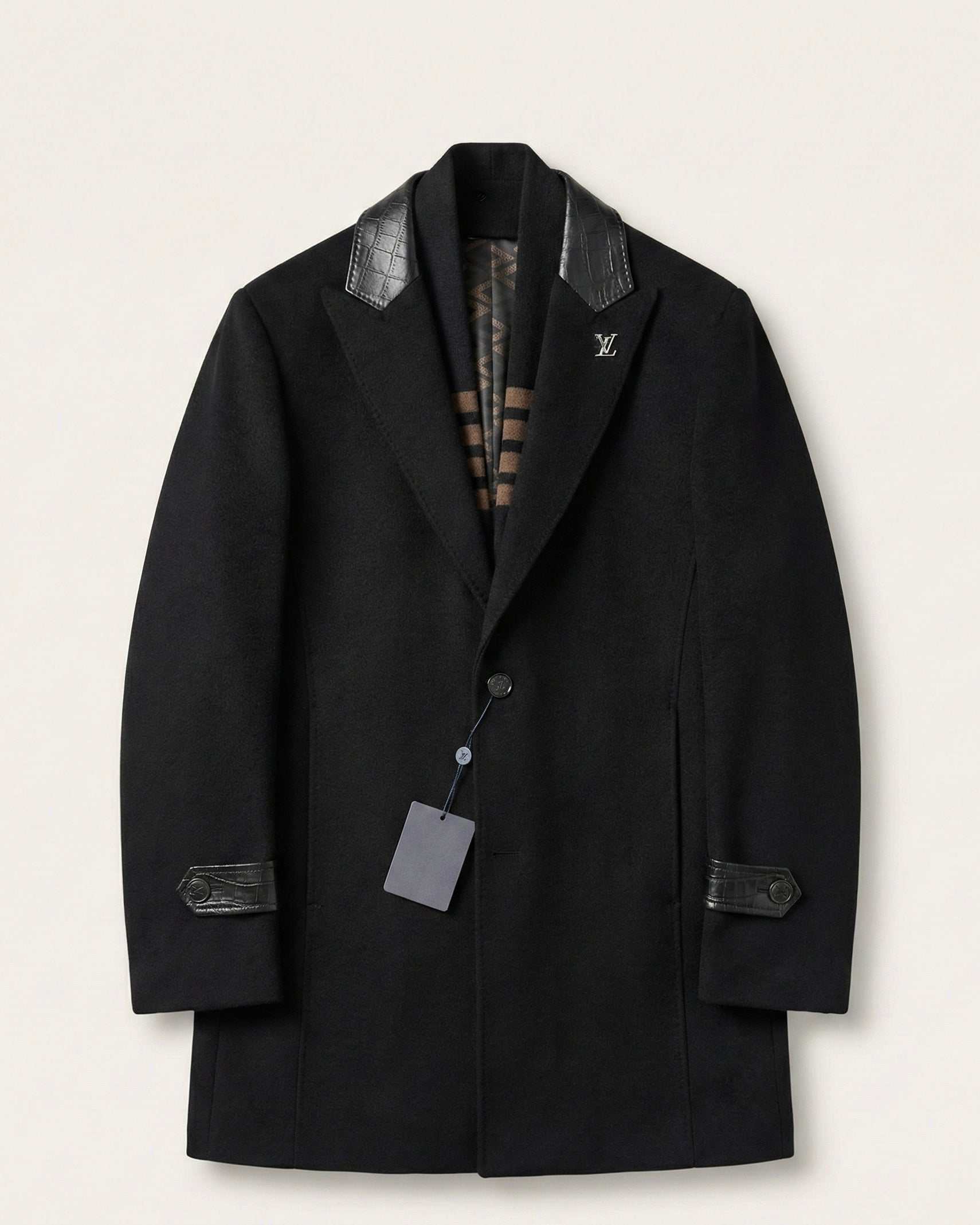 Louis Vuitton Men's Wool Black Overcoat