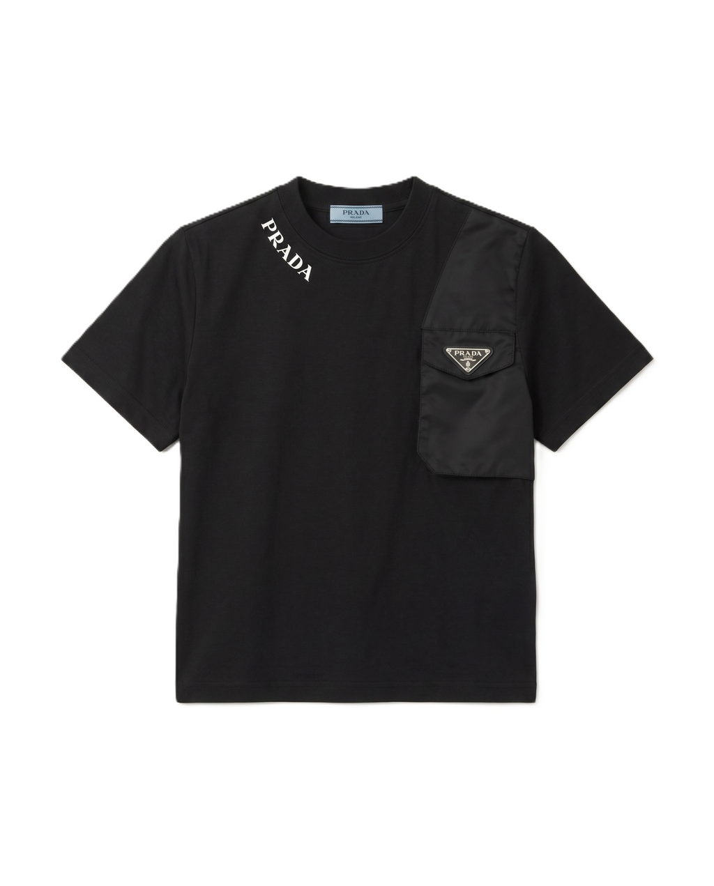 Prada Kids - Black Cotton & Nylon Pocket T-shirt