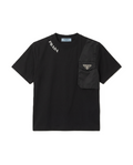 Prada Kids - Black Cotton & Nylon Pocket T-shirt