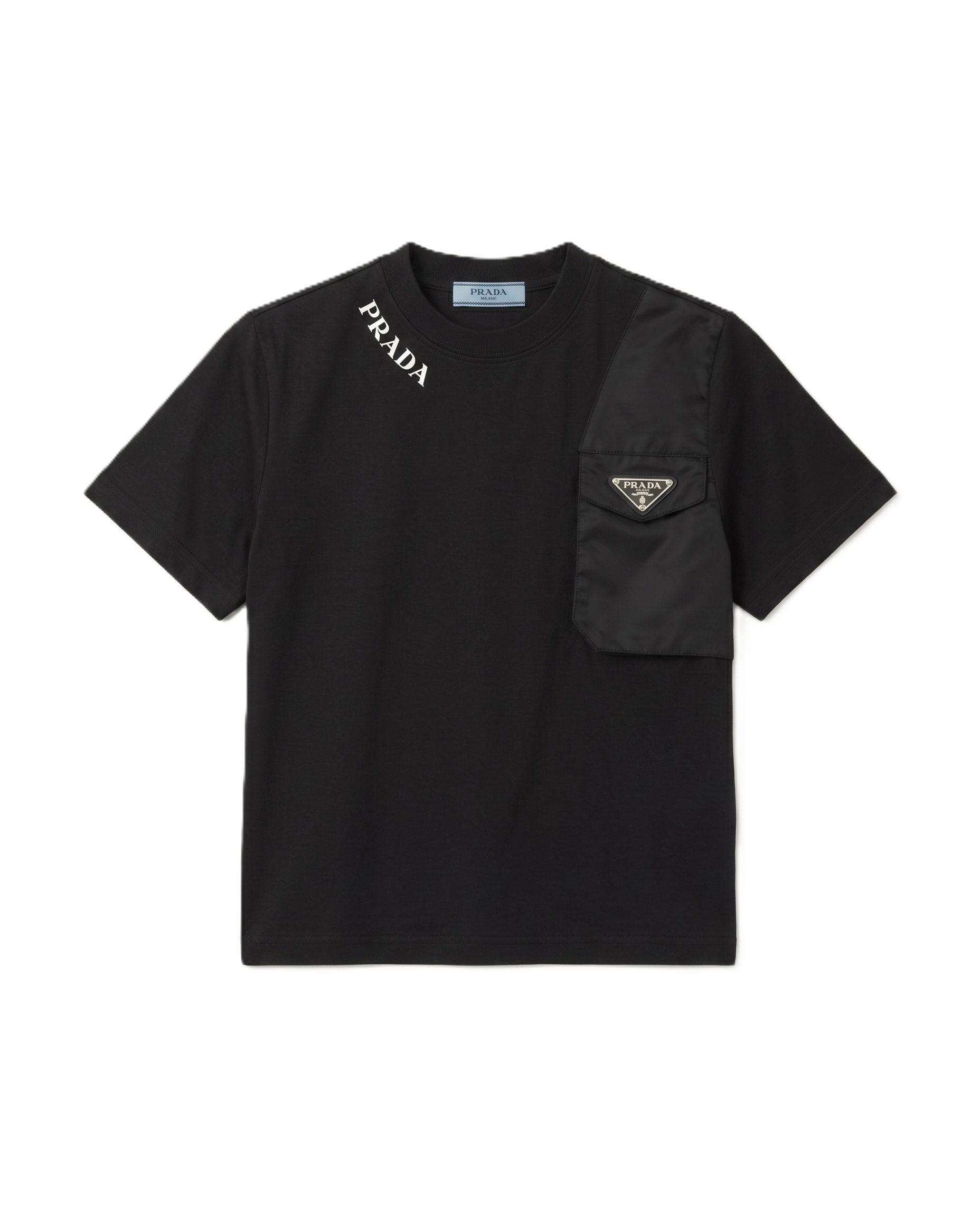 Prada Kids - Black Cotton & Nylon Pocket T-shirt