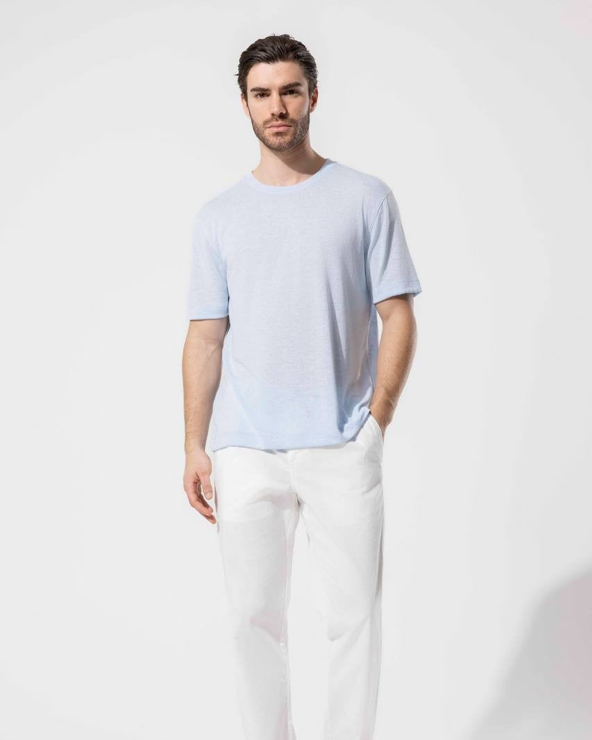 Vaganza - Light Blue Silk & Cashmere T-Shirt