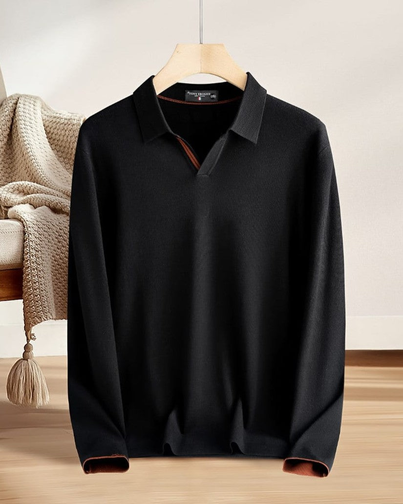 Loro Piana - Contrast Trim Knit Long Sleeve Polo