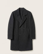 Men's Tailored Charcoal Wool Double-Breasted Overcoat