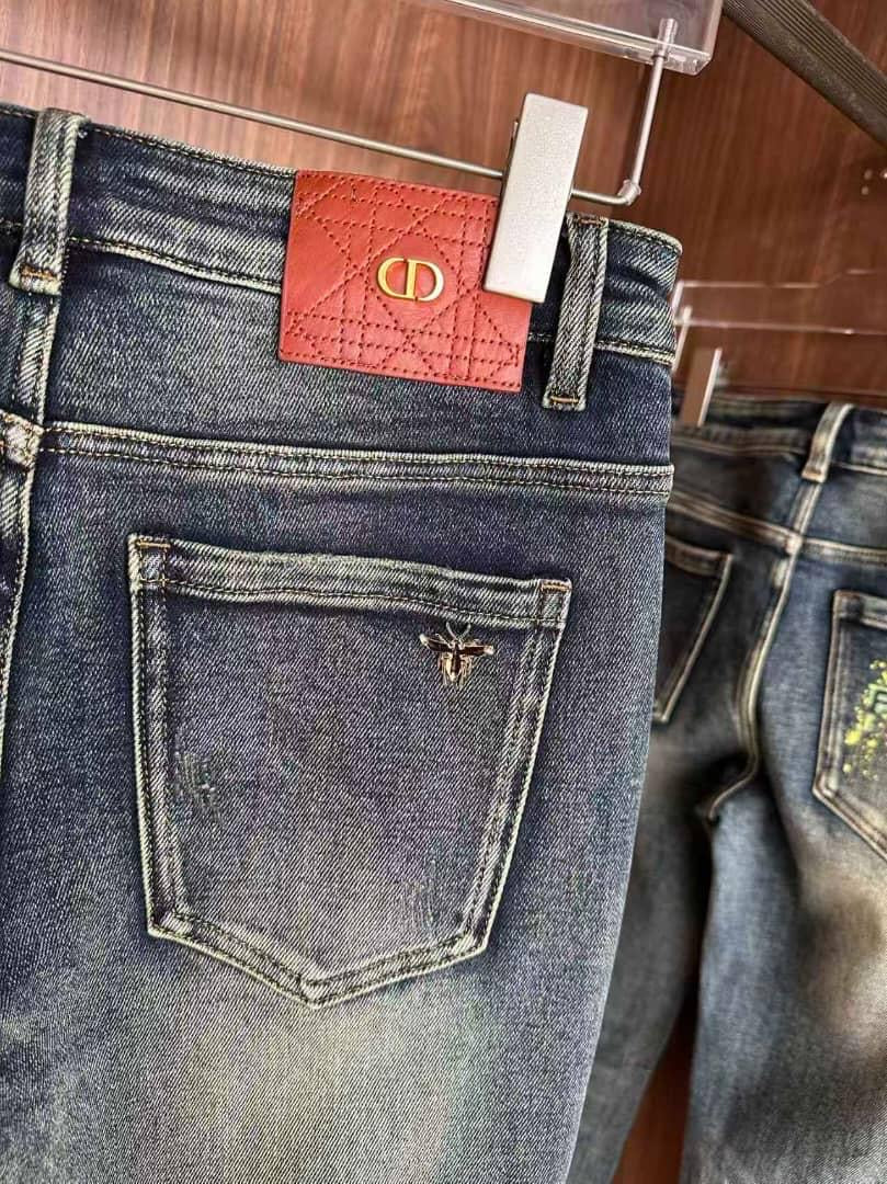 Christian Dior - Vintage Wash Slim Jeans with Multicolour Embroidery