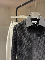 Dior - Black Sheer Oblique Logo Long-Sleeve Tailored Shirt