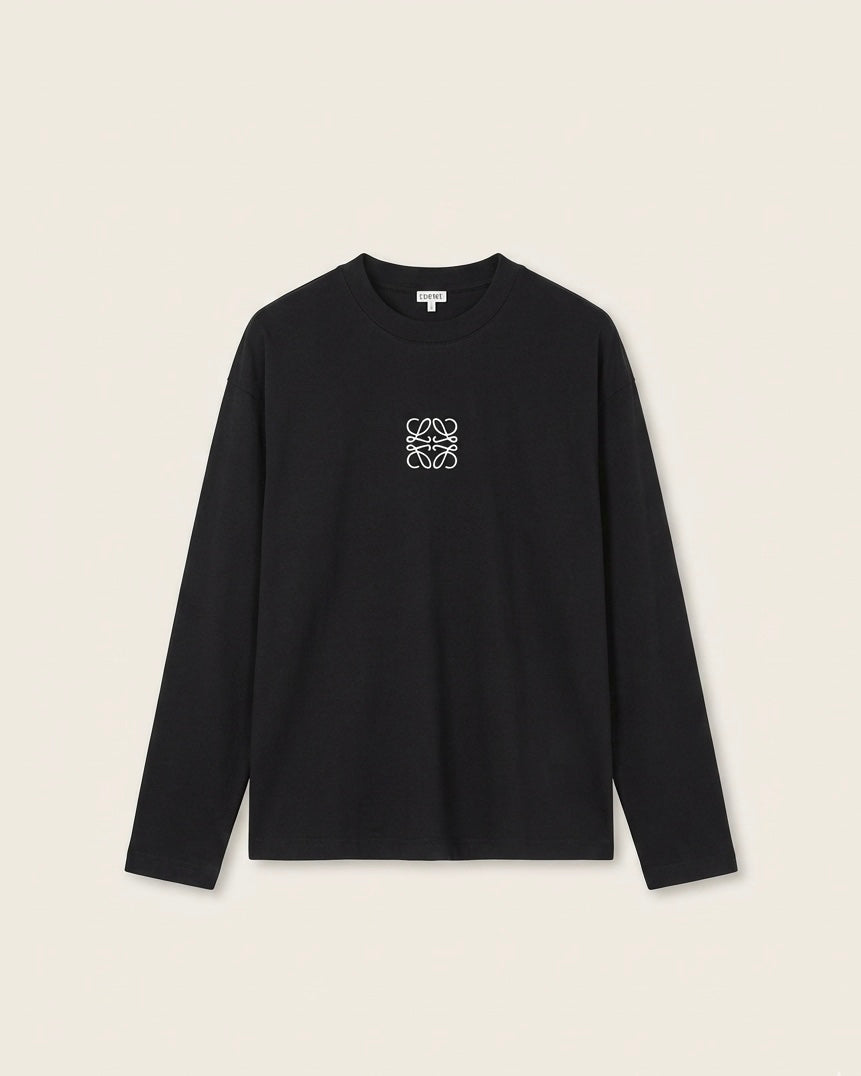 Loewe Anagram Embroidered Long Sleeve T-Shirt - Black