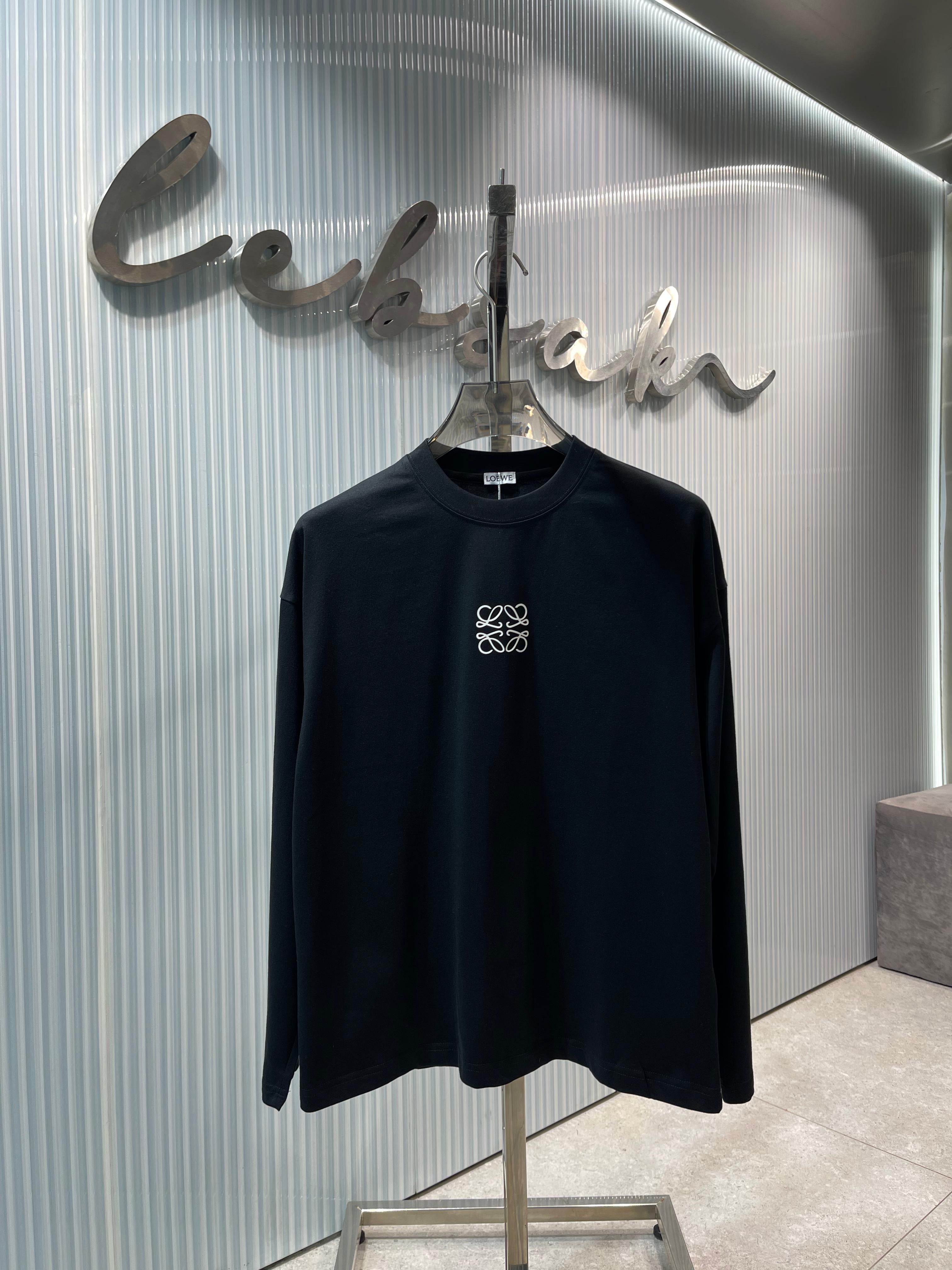 Loewe Anagram Embroidered Long Sleeve T-Shirt - Black