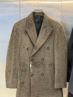 Hermes Men's Plush Textured Wool Double-Breasted Coat