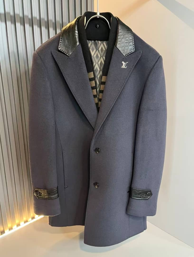 Louis Vuitton Men's Wool Navy Overcoat