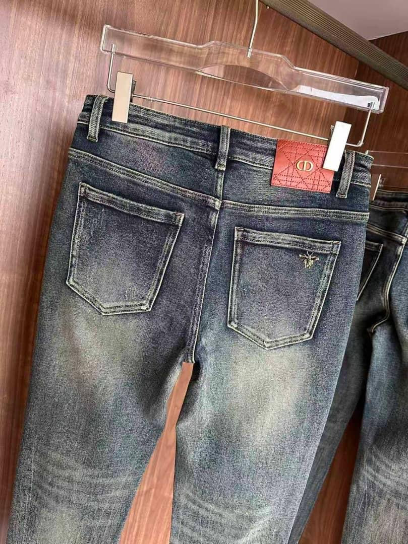 Christian Dior - Vintage Wash Slim Jeans with Multicolour Embroidery