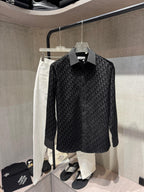 Dior - Black Sheer Oblique Logo Long-Sleeve Tailored Shirt