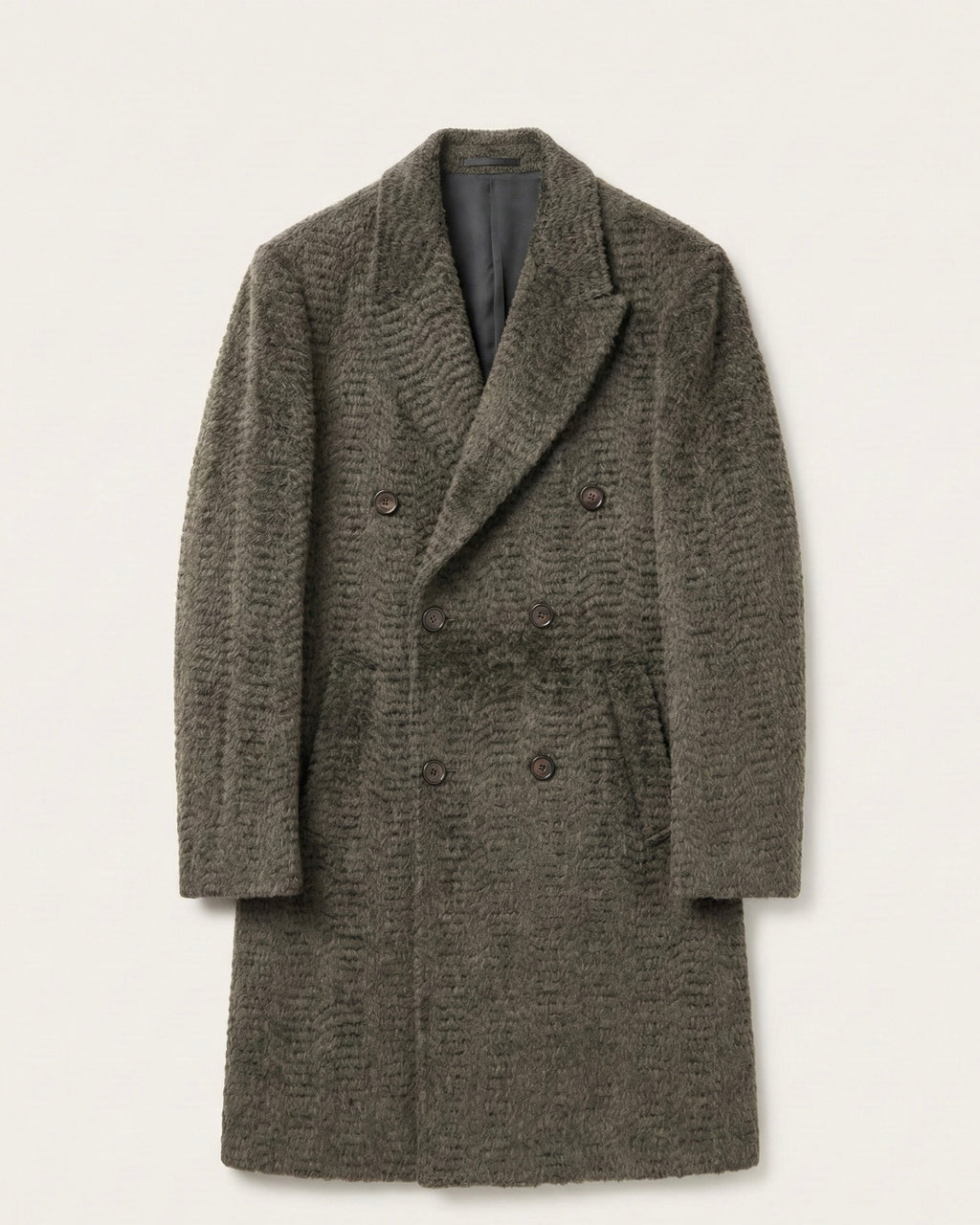 Hermes Men's Plush Textured Wool Double-Breasted Coat