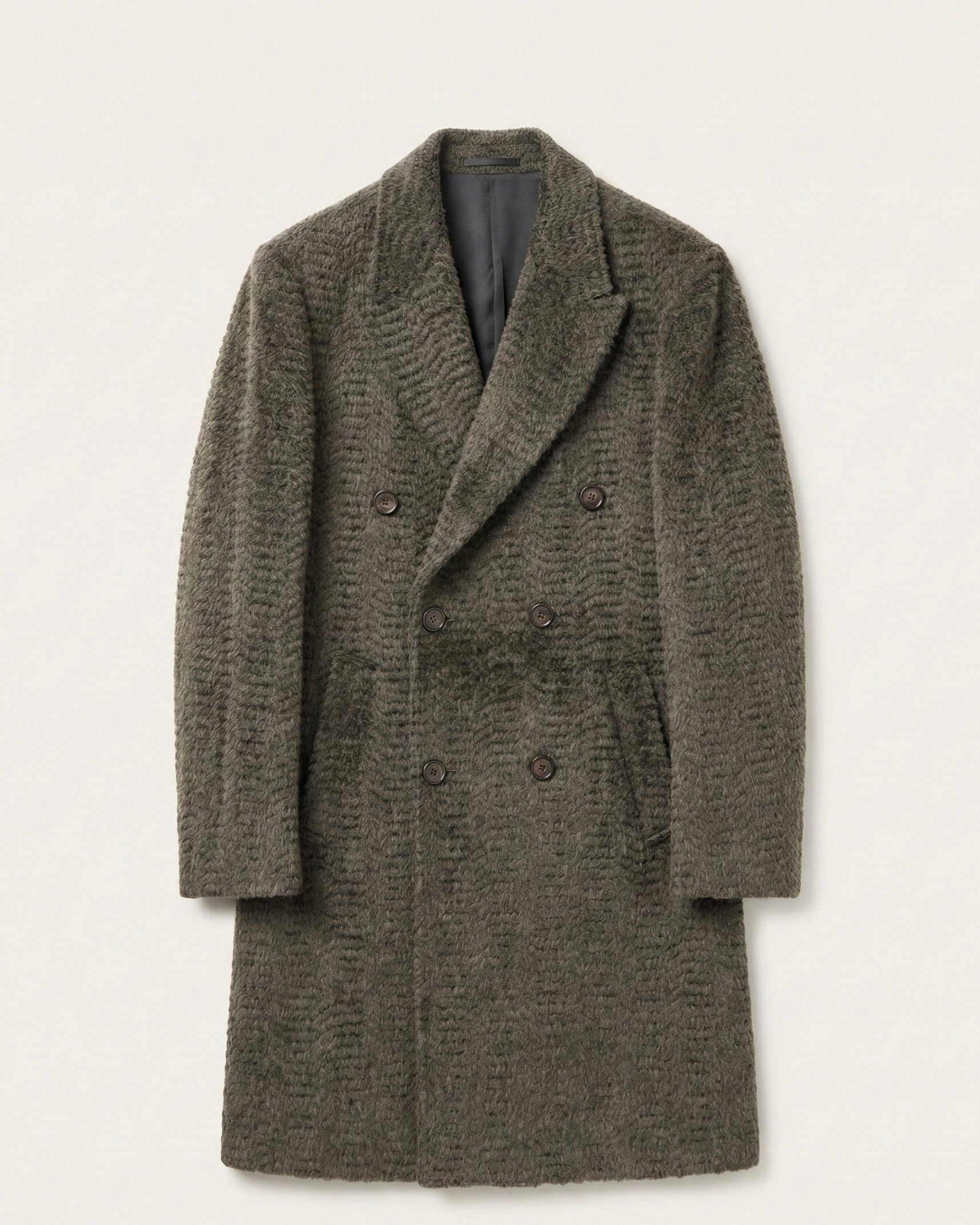 Hermes Men's Plush Textured Wool Double-Breasted Coat
