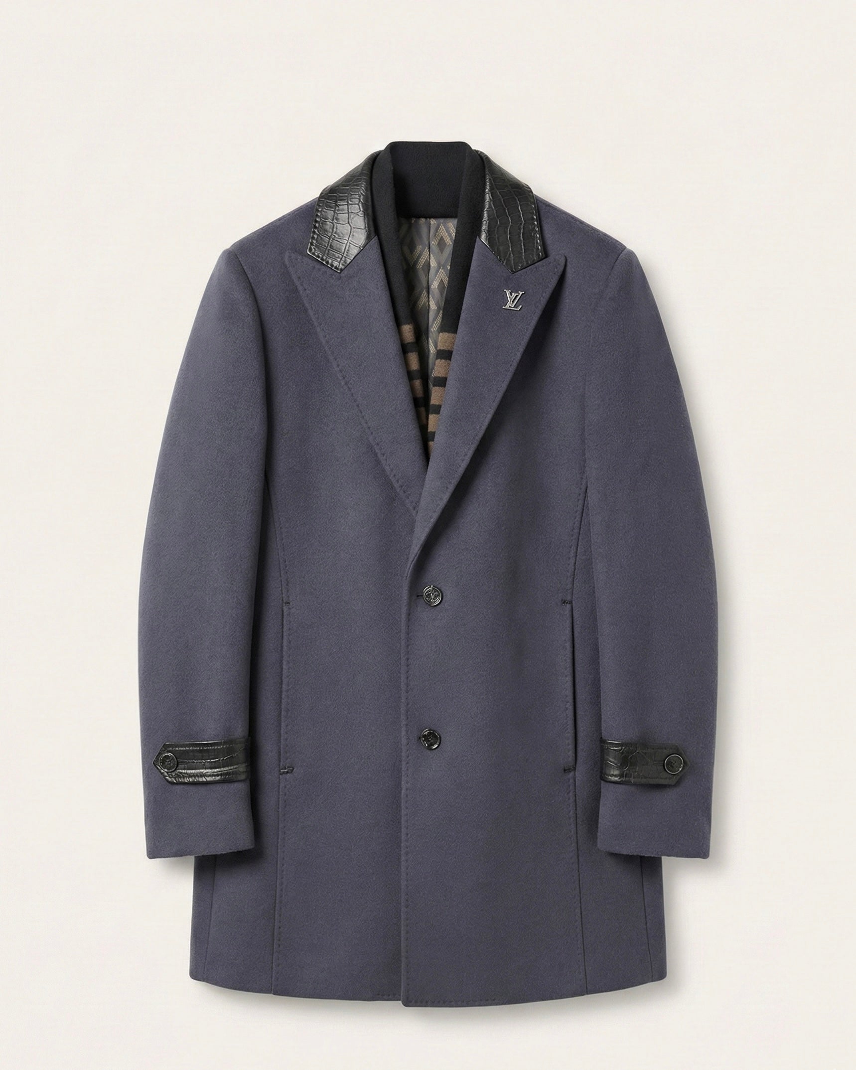 Louis Vuitton Men's Wool Navy Overcoat