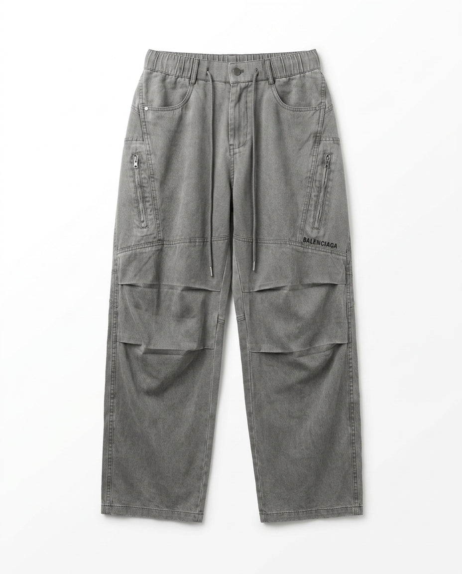 Balenciaga - Wide-Leg Utility Trousers in Washed Grey