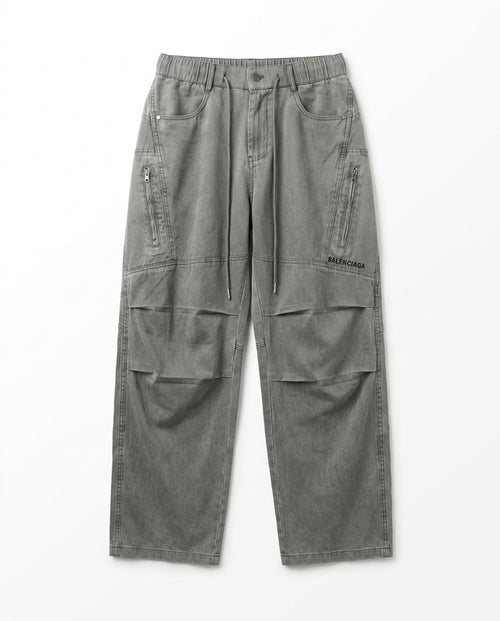 Balenciaga - Wide-Leg Utility Trousers in Washed Grey