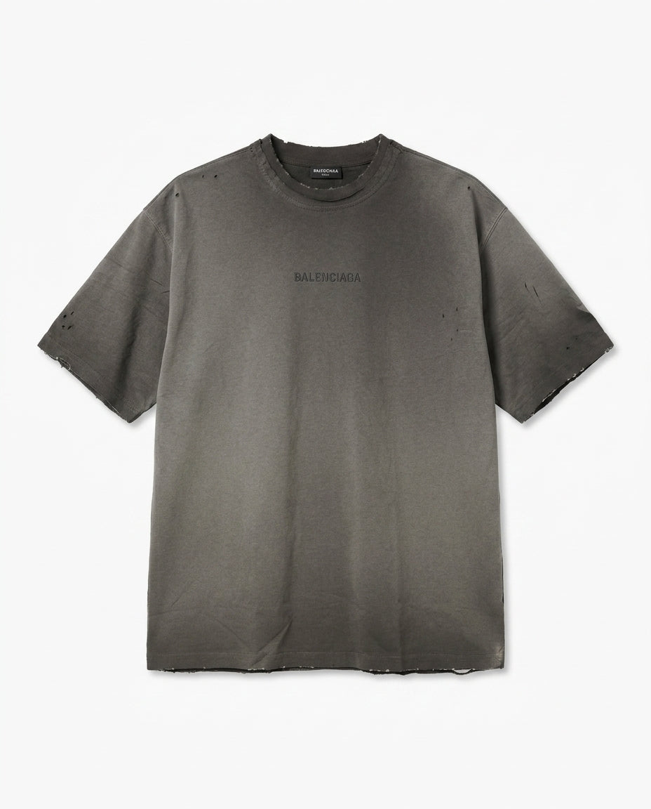 Balenciaga - Distressed Logo Oversized T-Shirt