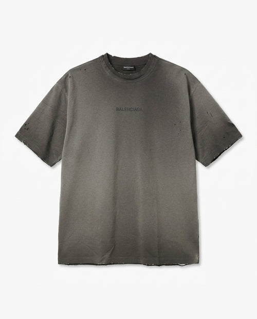 Balenciaga - Distressed Logo Oversized T-Shirt