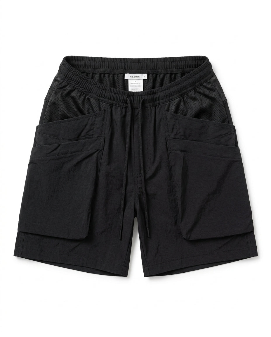 Y3 - Black Technical Mesh Cargo Shorts