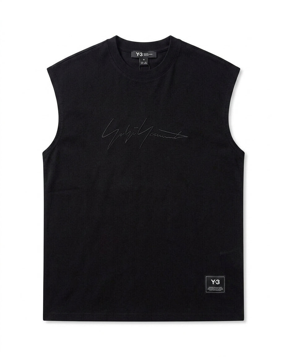 Y3 - Embroidered Signature Tank Top - Black