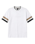 BOSS - White Crew-Neck T-Shirt w/ Striped Sleeves